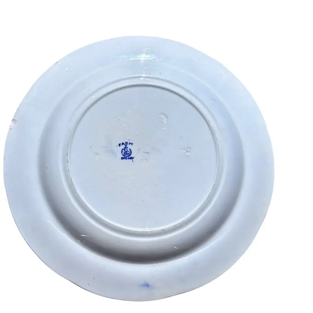 Farm England Blue & White Dinner Plate Vintage Transferware Farmhouse Country - Picture 5 of 11